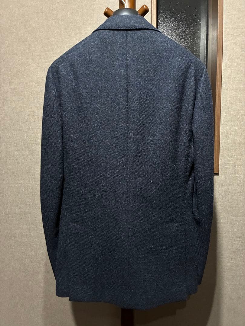 LARDINI ツイード テーラードジャケット 42 ネイビー