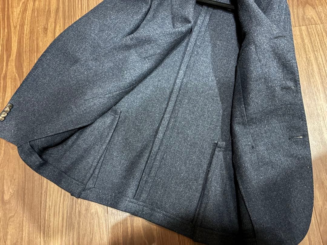 LARDINI ツイード テーラードジャケット 42 ネイビー