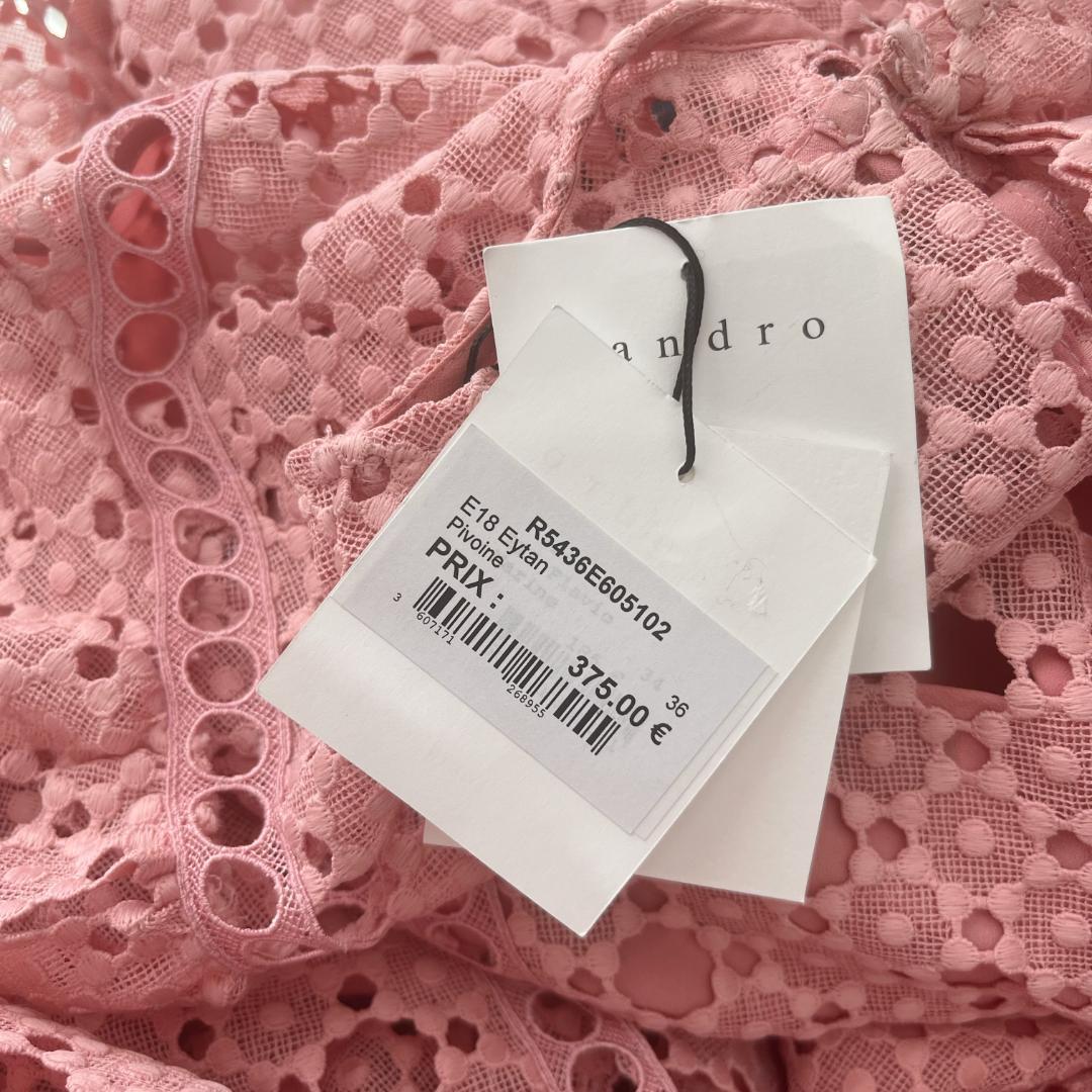 新品未使用　Sandro　サンドロ　カッティングレース　ワンピース　サイズ36