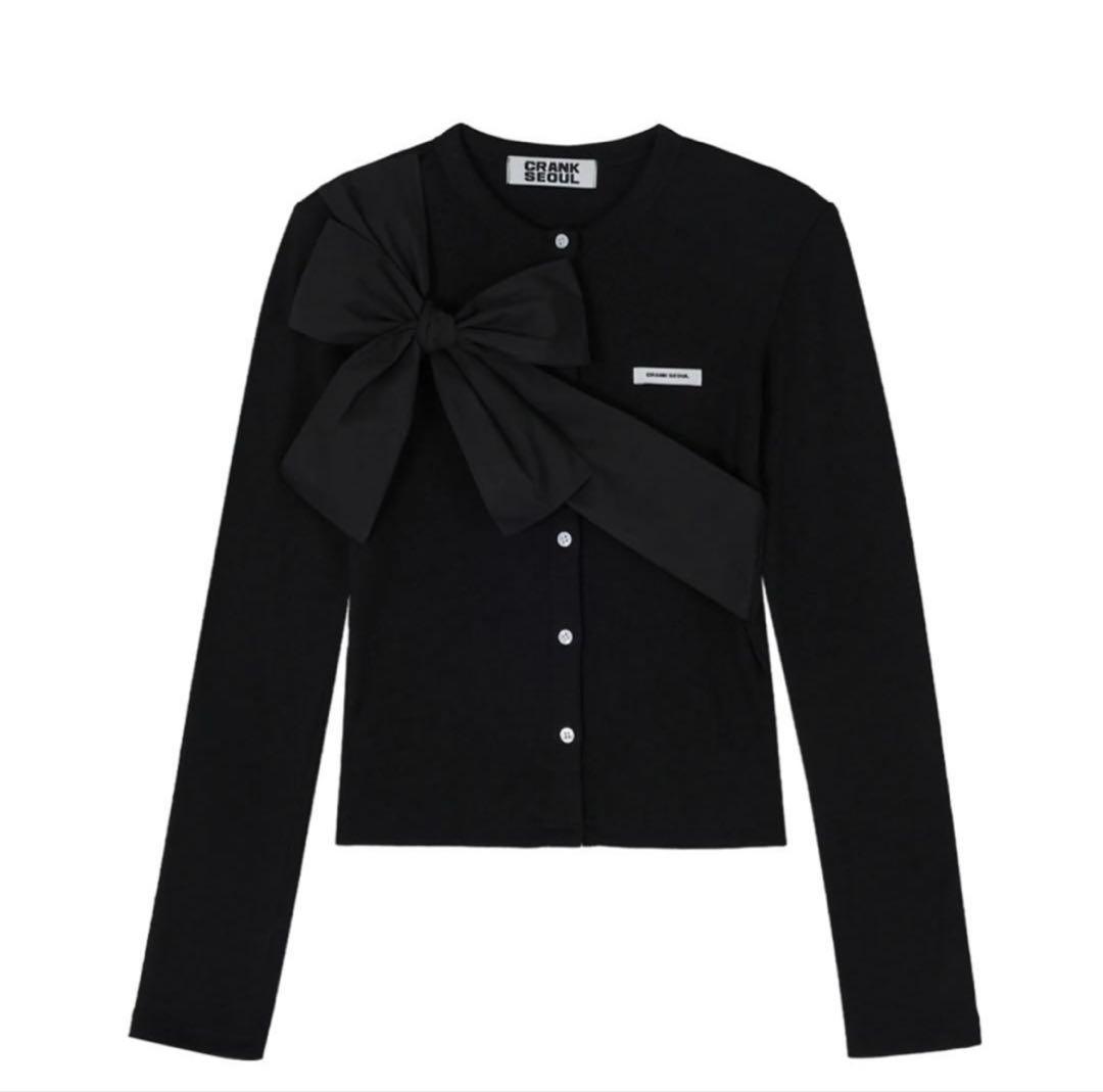 【新品タグ付】Ribbon Tie Knit Cardigan black