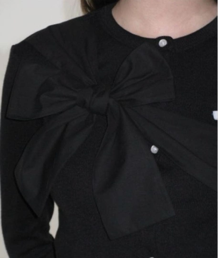 【新品タグ付】Ribbon Tie Knit Cardigan black