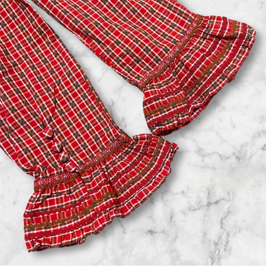 【人気】PINK HOUSE フリルチェック長袖ワンピース ロング丈 フード付