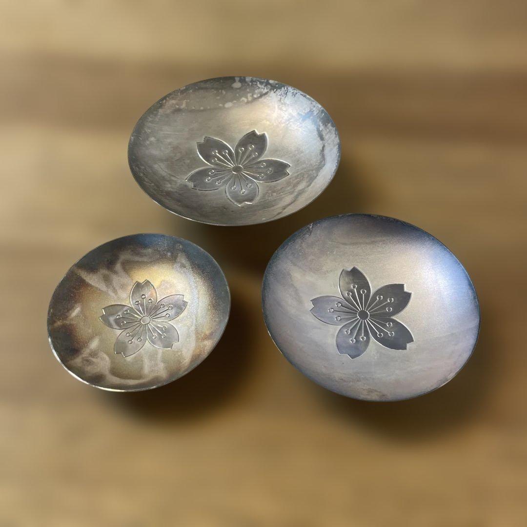 シルバー製桜彫刻セット