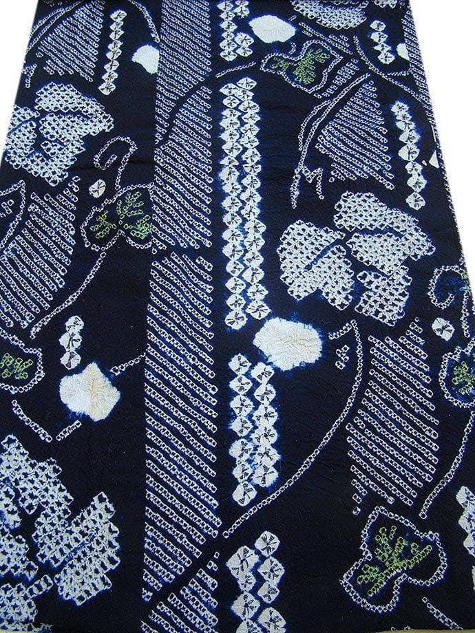 美品 鳴海 総絞り 浴衣 ロング 四寸帯 ２点 セット 綿 Ym115-A