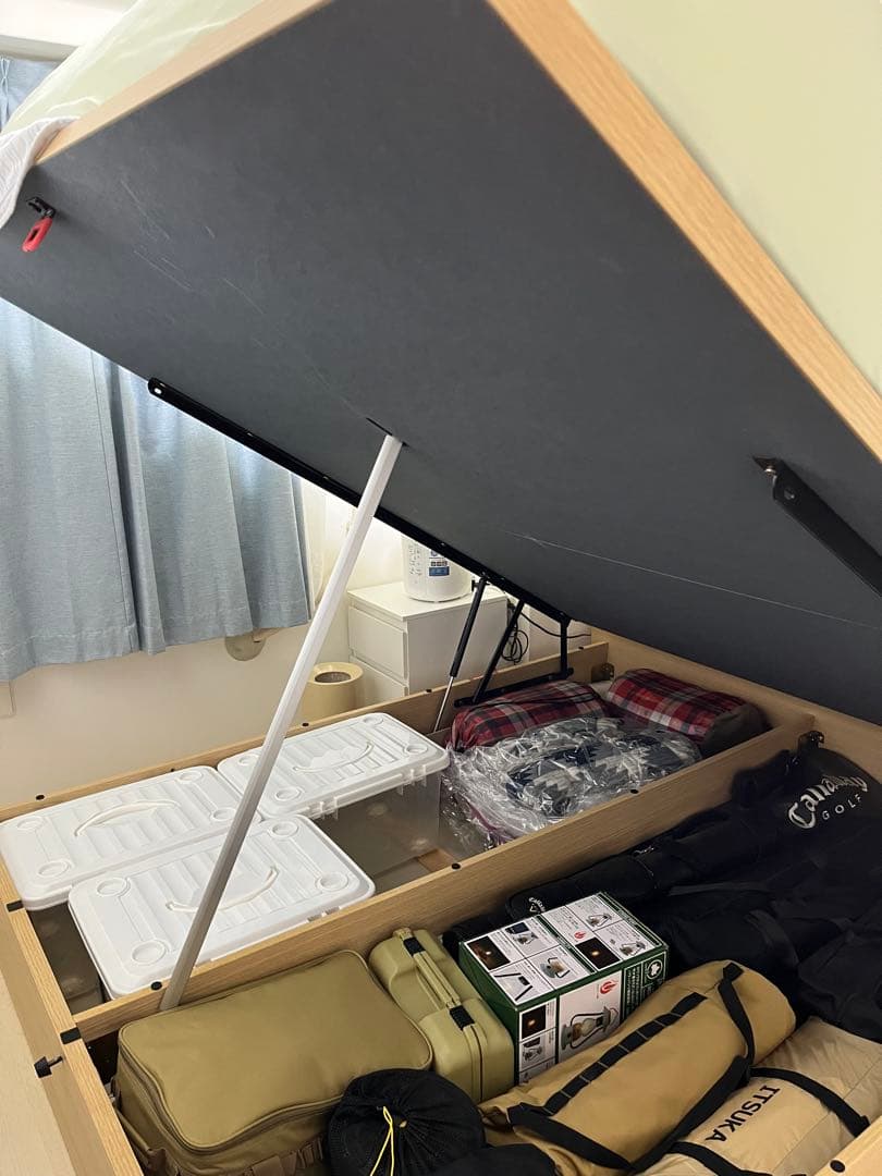 【送料込】ニトリ クイーンベッド 跳ね上げ収納＋マットレス付き OP300 NA