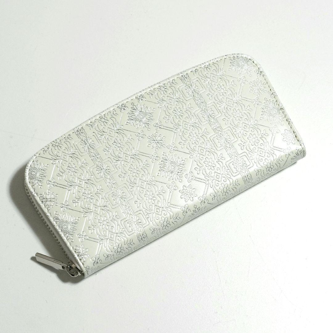 【未使用新品】友禅文庫 シルバー箔押し ファスナー長財布 牛革 日本製
