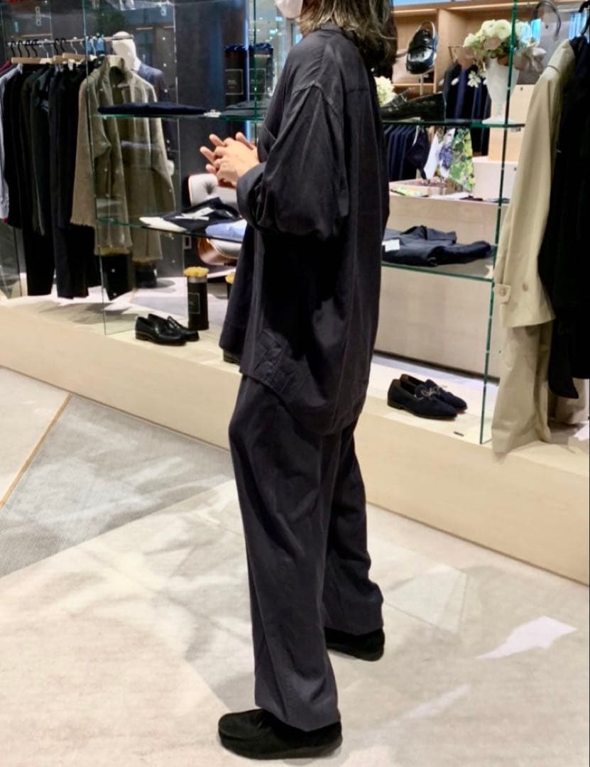 COMOLI シルクネルスキッパーシャツ シルクネルドローストリングパンツ 3