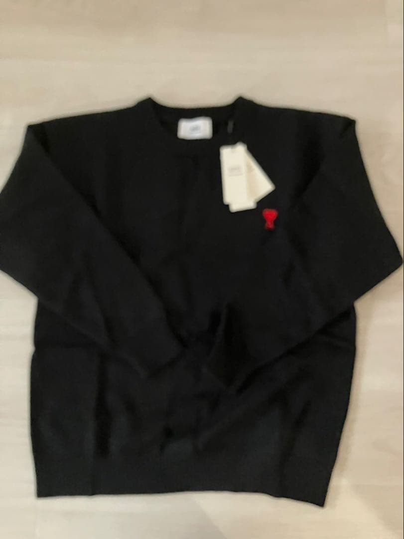 【AmiParis　クルーネックセーター 黒 L】