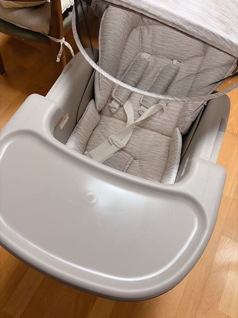 ベビーチェア　ハイローチェア　グレー キャノピー付