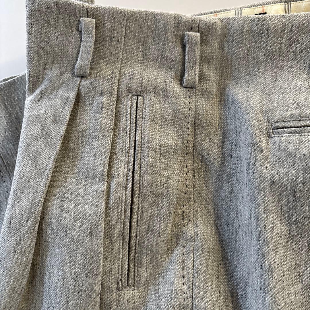 【新品未使用】ドライボーンズ ウールネップ極太 ロカビリー ワイド2タックパンツ