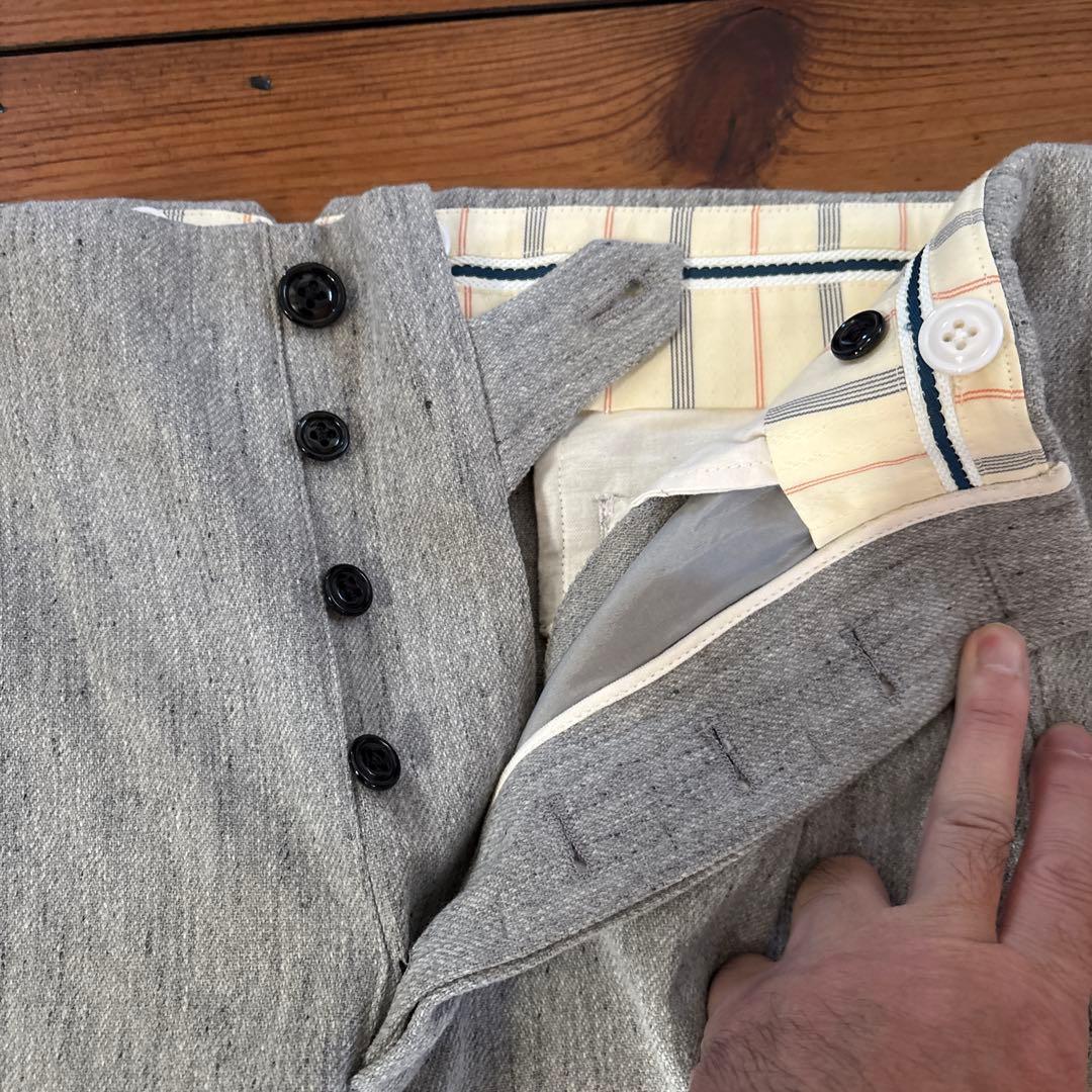 【新品未使用】ドライボーンズ ウールネップ極太 ロカビリー ワイド2タックパンツ