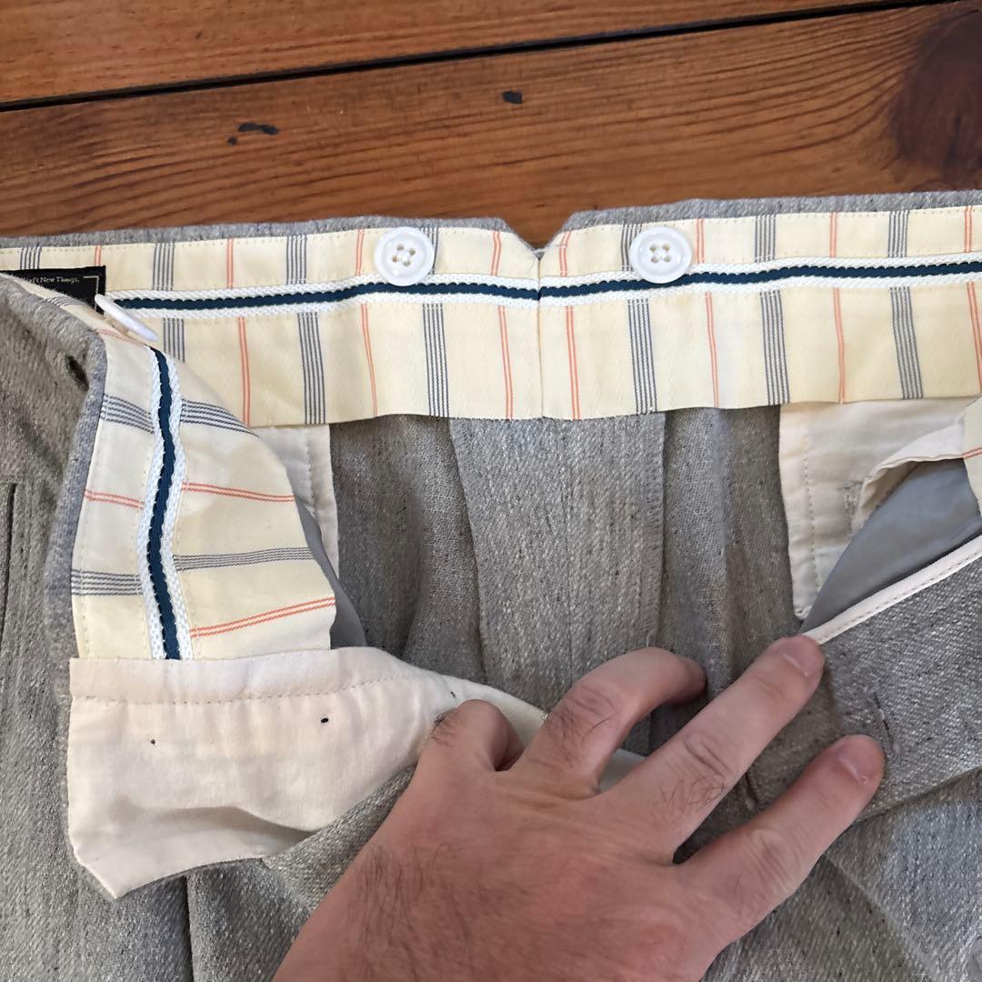 【新品未使用】ドライボーンズ ウールネップ極太 ロカビリー ワイド2タックパンツ