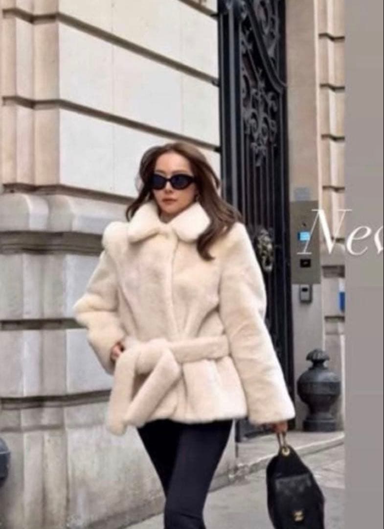 ZARA ZW collection フェイクファーコート　L 新品未使用