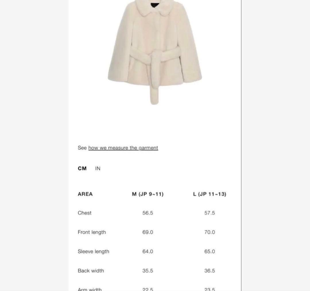ZARA ZW collection フェイクファーコート　L 新品未使用