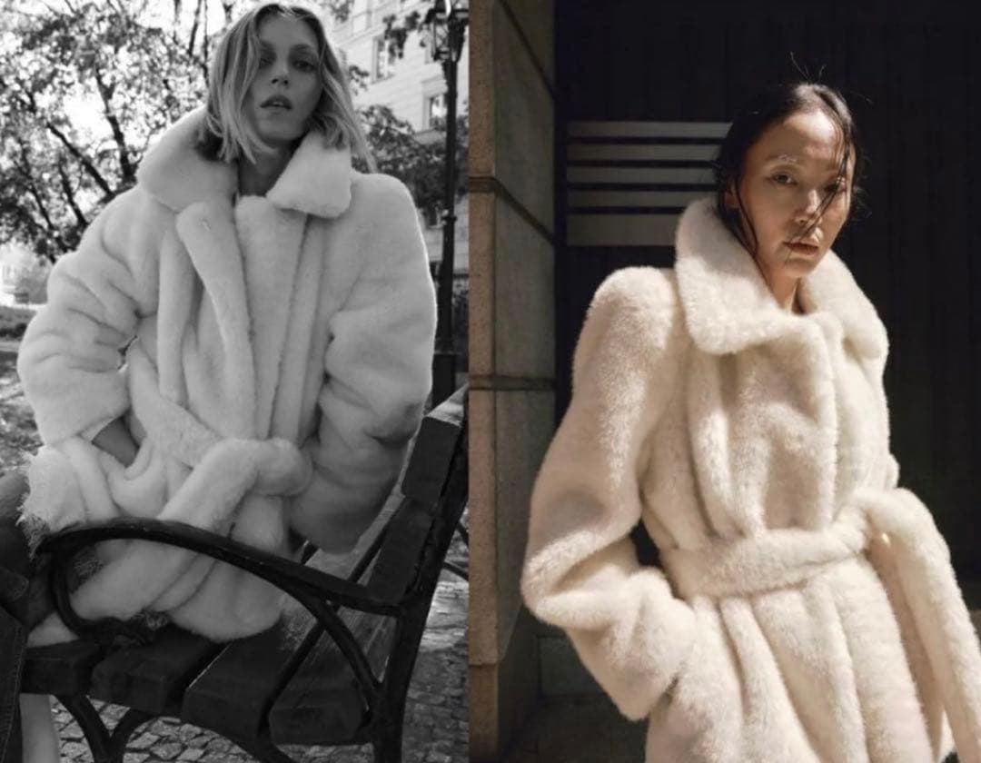 ZARA ZW collection フェイクファーコート　L 新品未使用