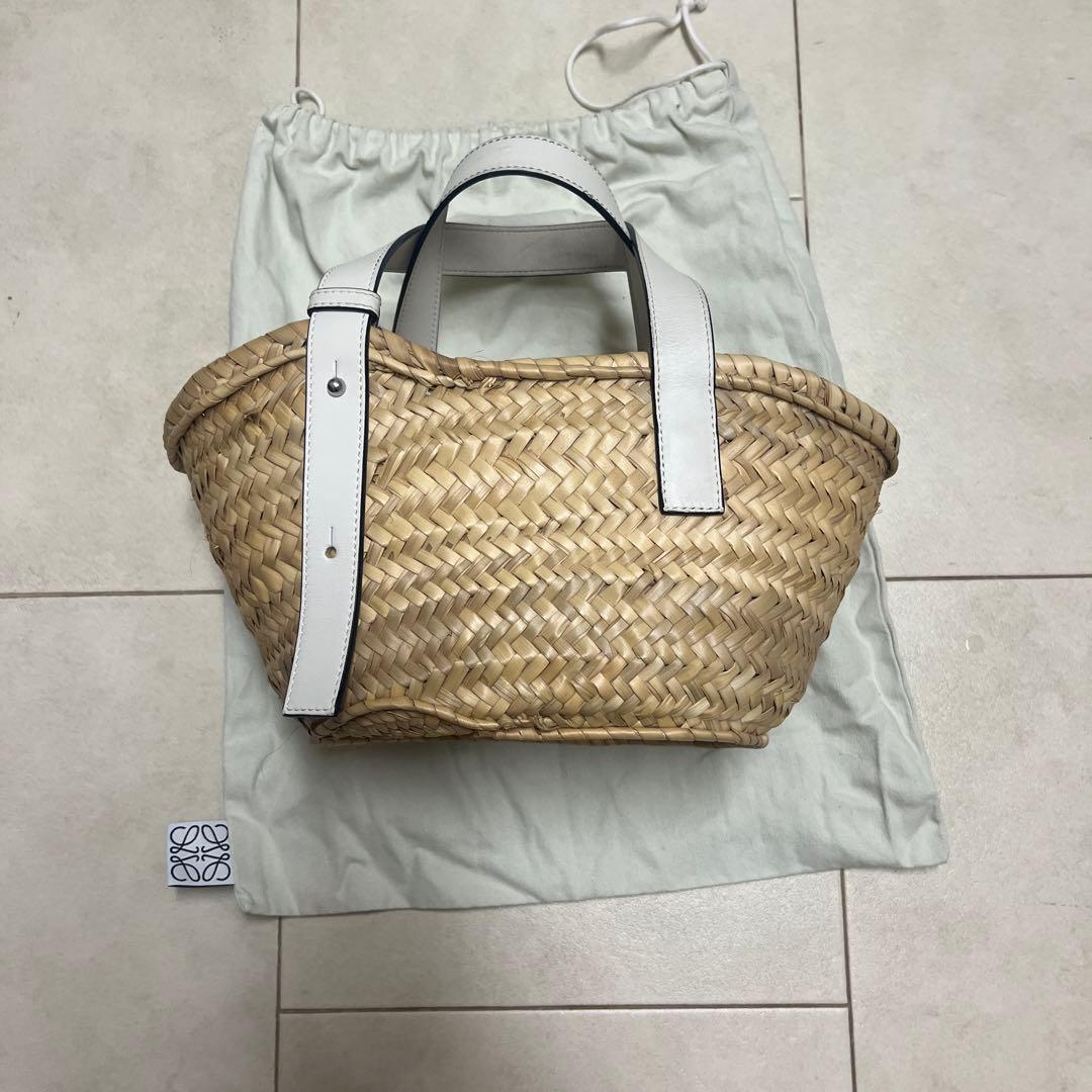 LOEWE かごバッグ スモール ホワイト 保存袋付き