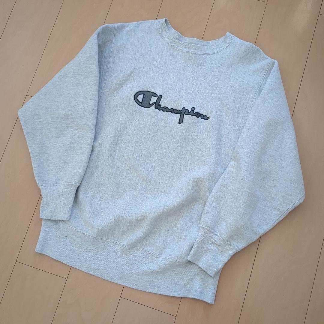 90s USA製 チャンピオン リバースウィーブ グレー 刺繍 L