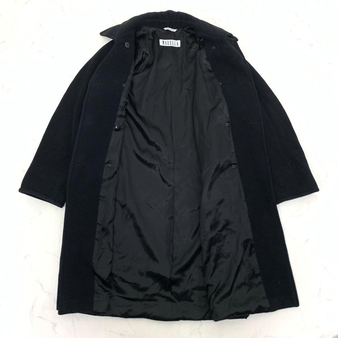 LA8545 マレーラ ロングコート 黒 ブラック ウール アンゴラ 40.