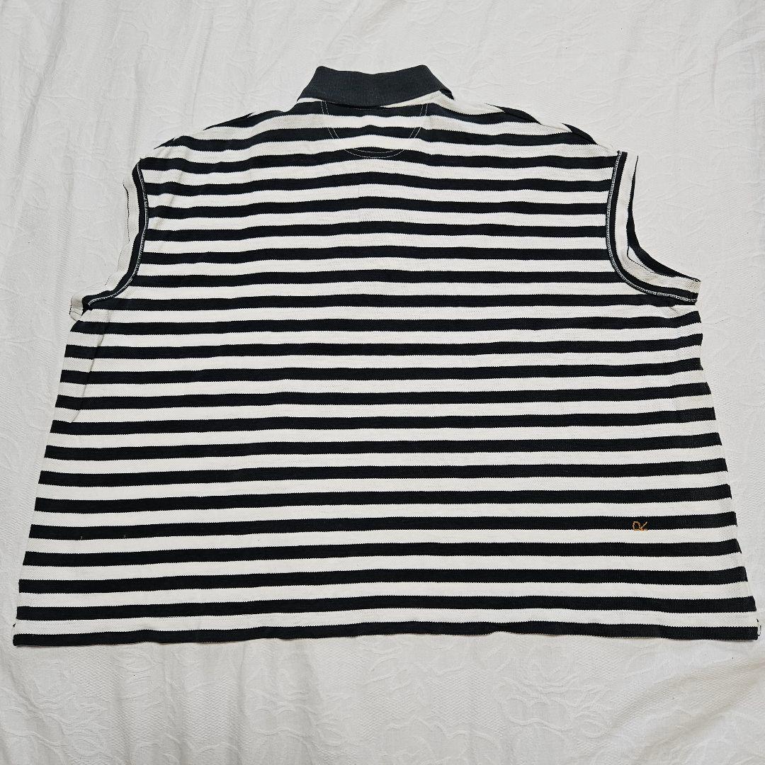美品☆45R　縞カノコのMキャミポロ　ロゴ刺繍　ボーダー　ノースリーブ
