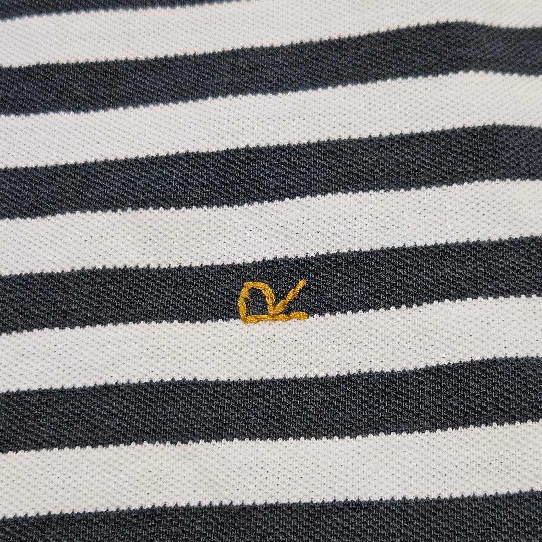 美品☆45R　縞カノコのMキャミポロ　ロゴ刺繍　ボーダー　ノースリーブ
