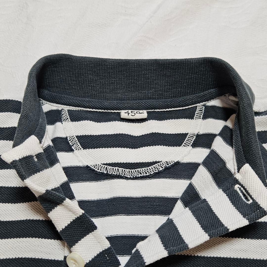 美品☆45R　縞カノコのMキャミポロ　ロゴ刺繍　ボーダー　ノースリーブ