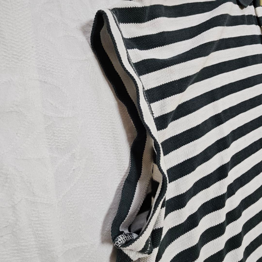 美品☆45R　縞カノコのMキャミポロ　ロゴ刺繍　ボーダー　ノースリーブ