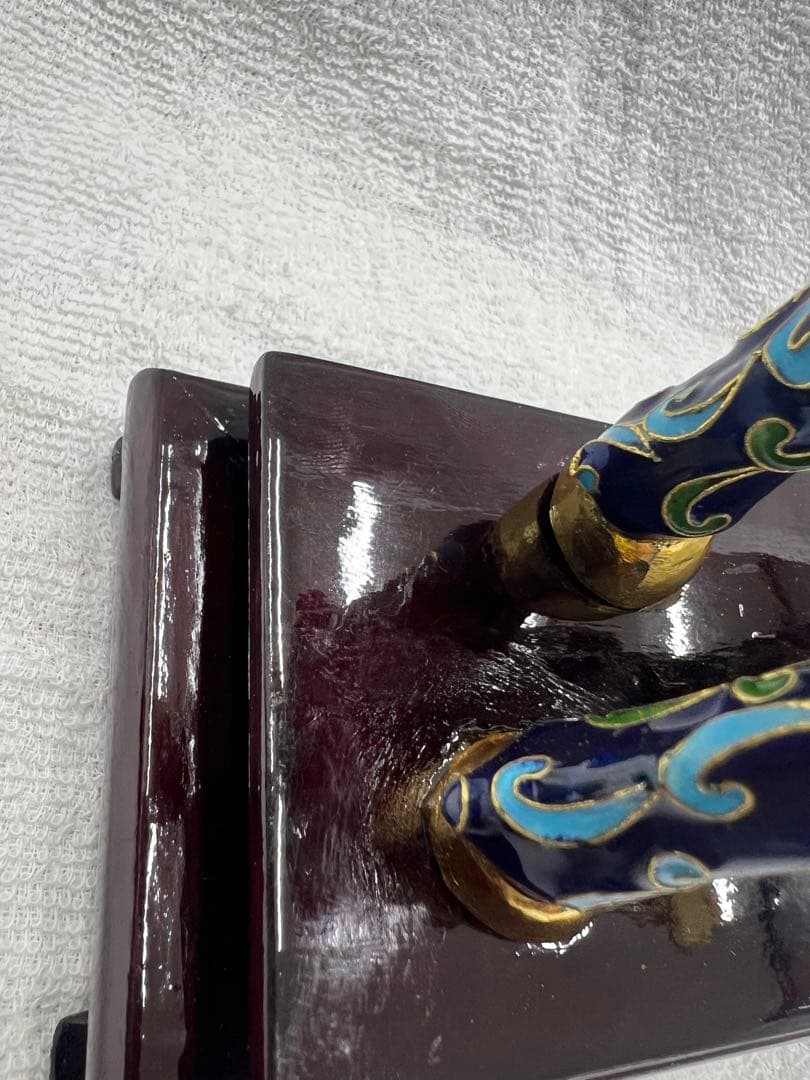 中国工芸　七宝焼　馬　金工細工馬置物