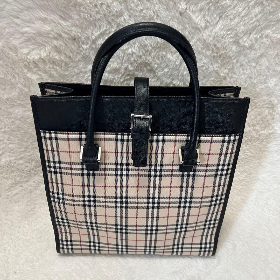 バーバリー ノバチェック 型押し トートバッグ ハンドバッグ レディース