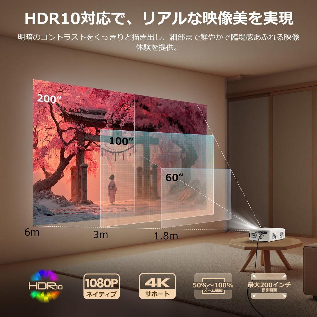 プロジェクター 1080P 4K 200ANSI Aurzen EAZZE D1