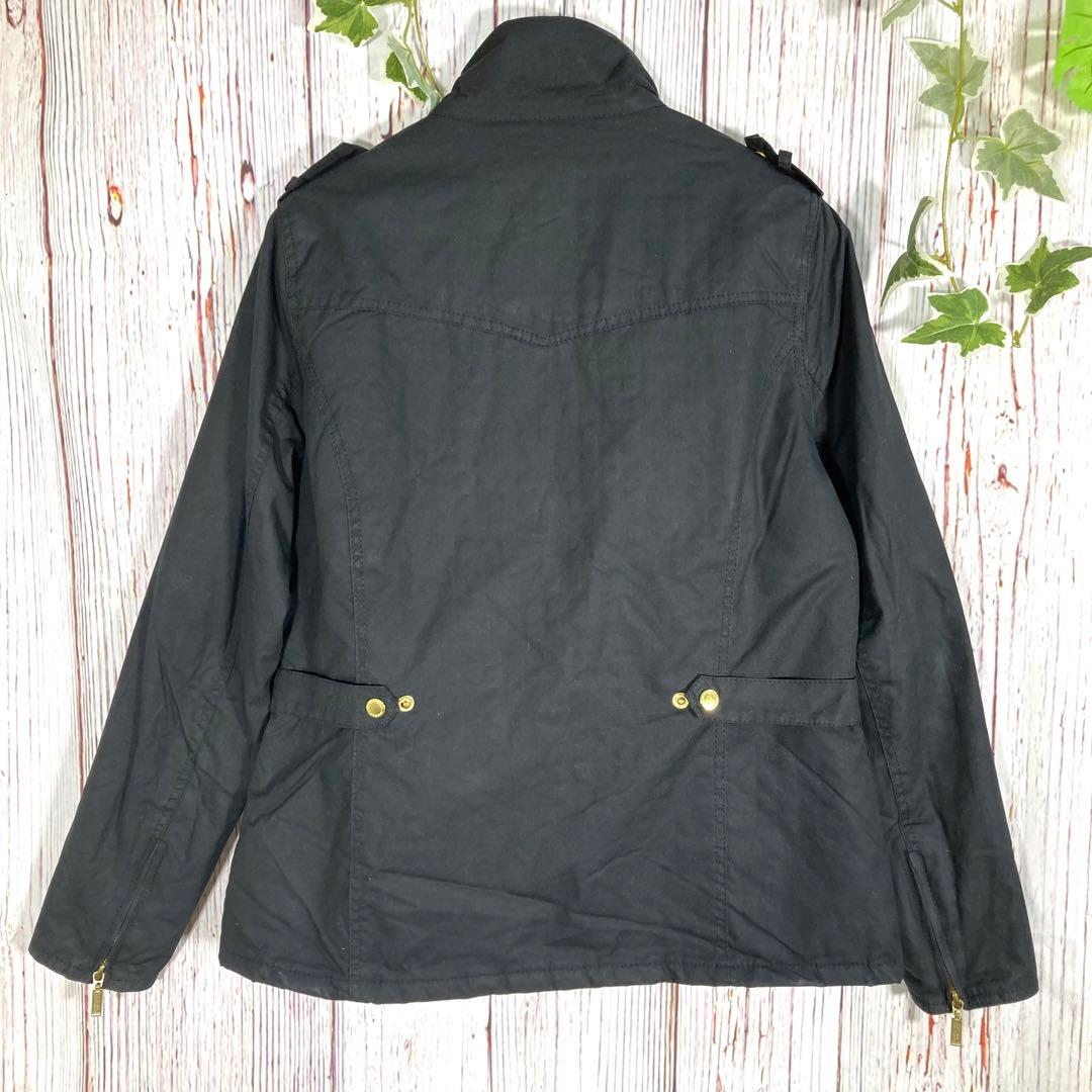 【美品】Barbour バブアー オイルドジャケット　モッズコート　黒　ロゴ