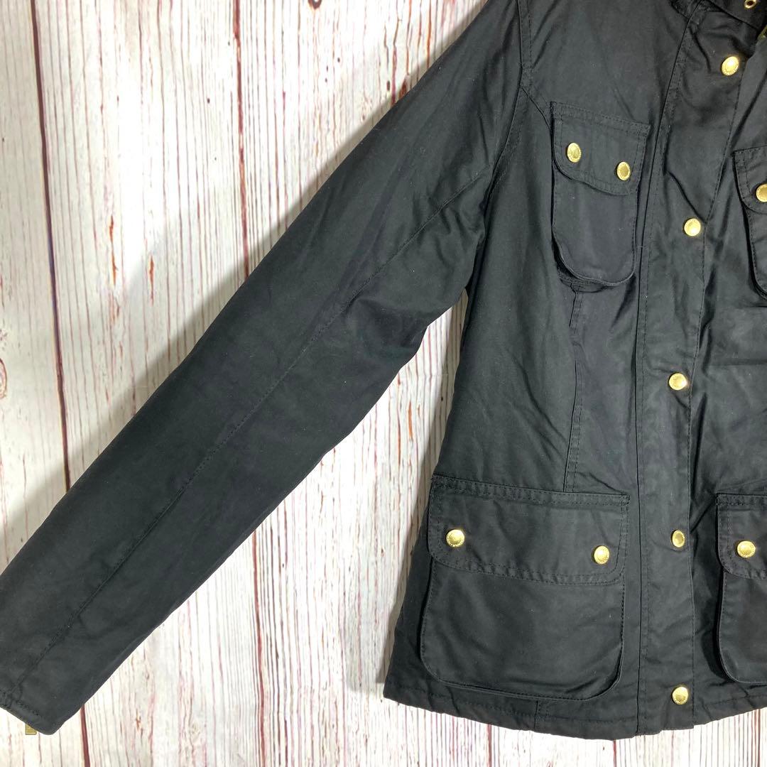 【美品】Barbour バブアー オイルドジャケット　モッズコート　黒　ロゴ