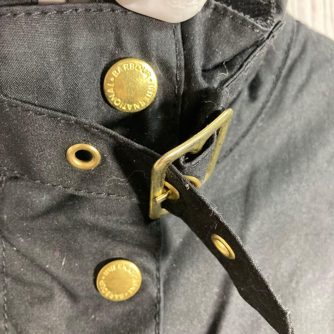 【美品】Barbour バブアー オイルドジャケット　モッズコート　黒　ロゴ
