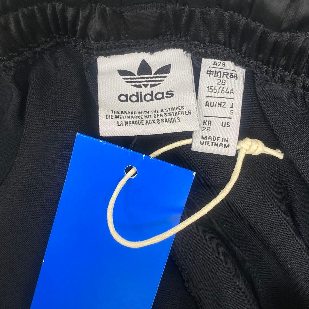 adidas アディカラー サテン ワイドレッグ トラックパンツ ブラック S