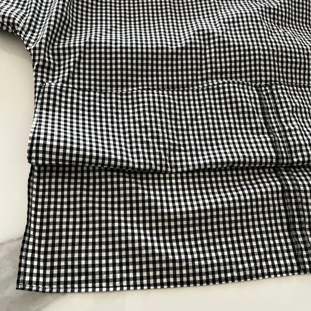 ウィムガゼット　ギンガムチェックボウタイブラウス　ブラック　長袖　リボンコットン