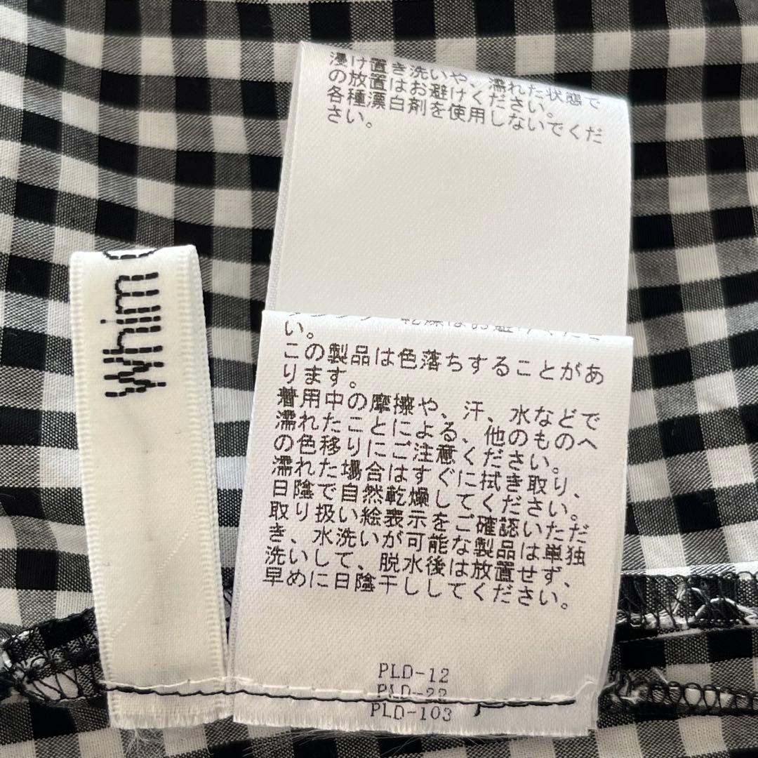 ウィムガゼット　ギンガムチェックボウタイブラウス　ブラック　長袖　リボンコットン