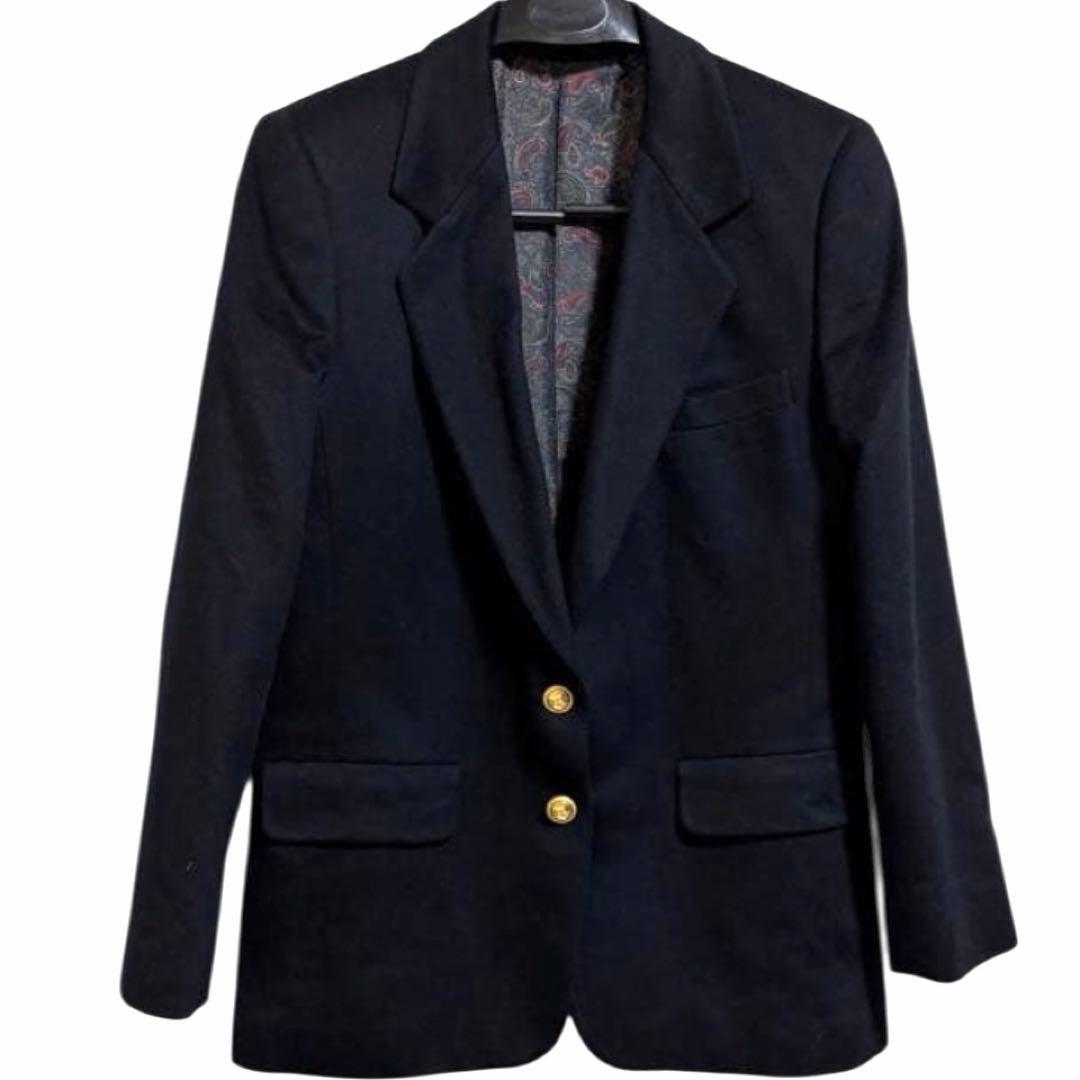 え*み様 英国製Aquascutum カシミヤ100テーラードジャケット ネイビ