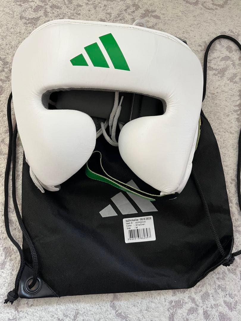 adidas ボクシング ヘッドギア ホワイト/グリーン