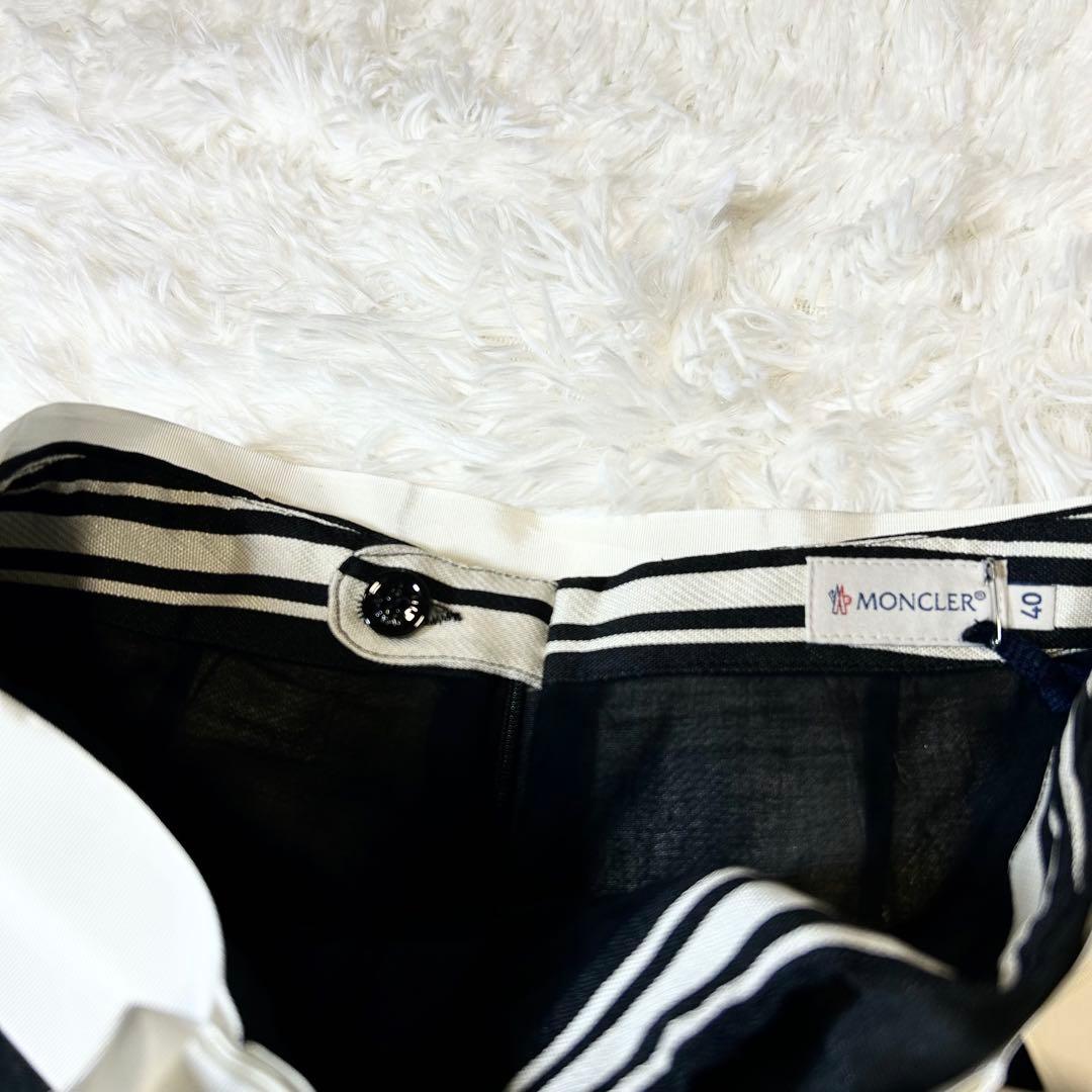 新品タグ付✨️モンクレール ショートパンツ ストライプ リボン 黒 白 40