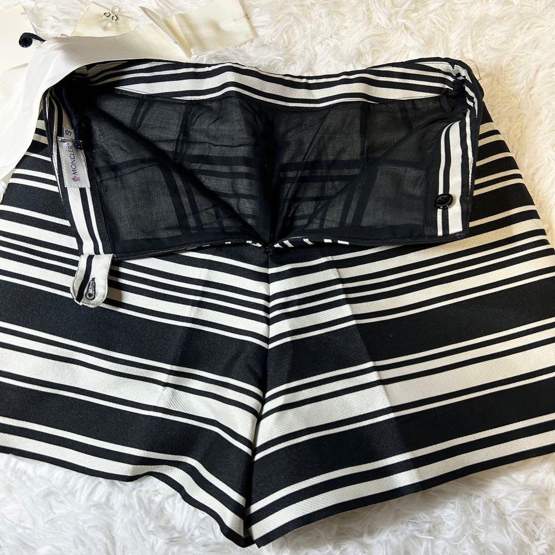 新品タグ付✨️モンクレール ショートパンツ ストライプ リボン 黒 白 40