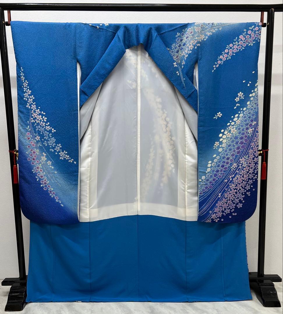 振り袖　フルセット　ブルー　別誂長襦袢　成人式　朧　銀通し　708