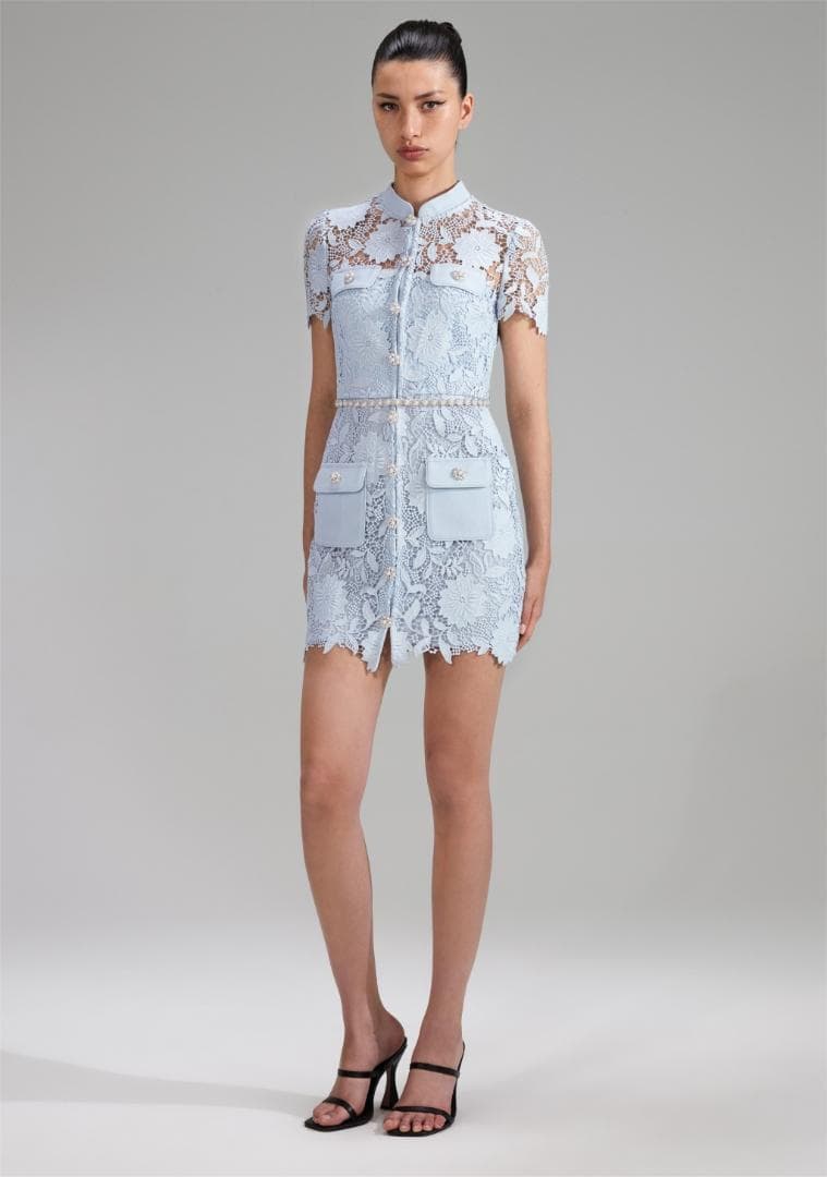 コ*マ様 セルフポートレイト ワンピース ギピュールレース ブルー UK8 未使