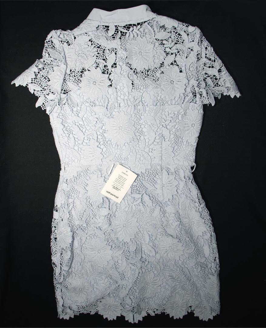 コ*マ様 セルフポートレイト ワンピース ギピュールレース ブルー UK8 未使