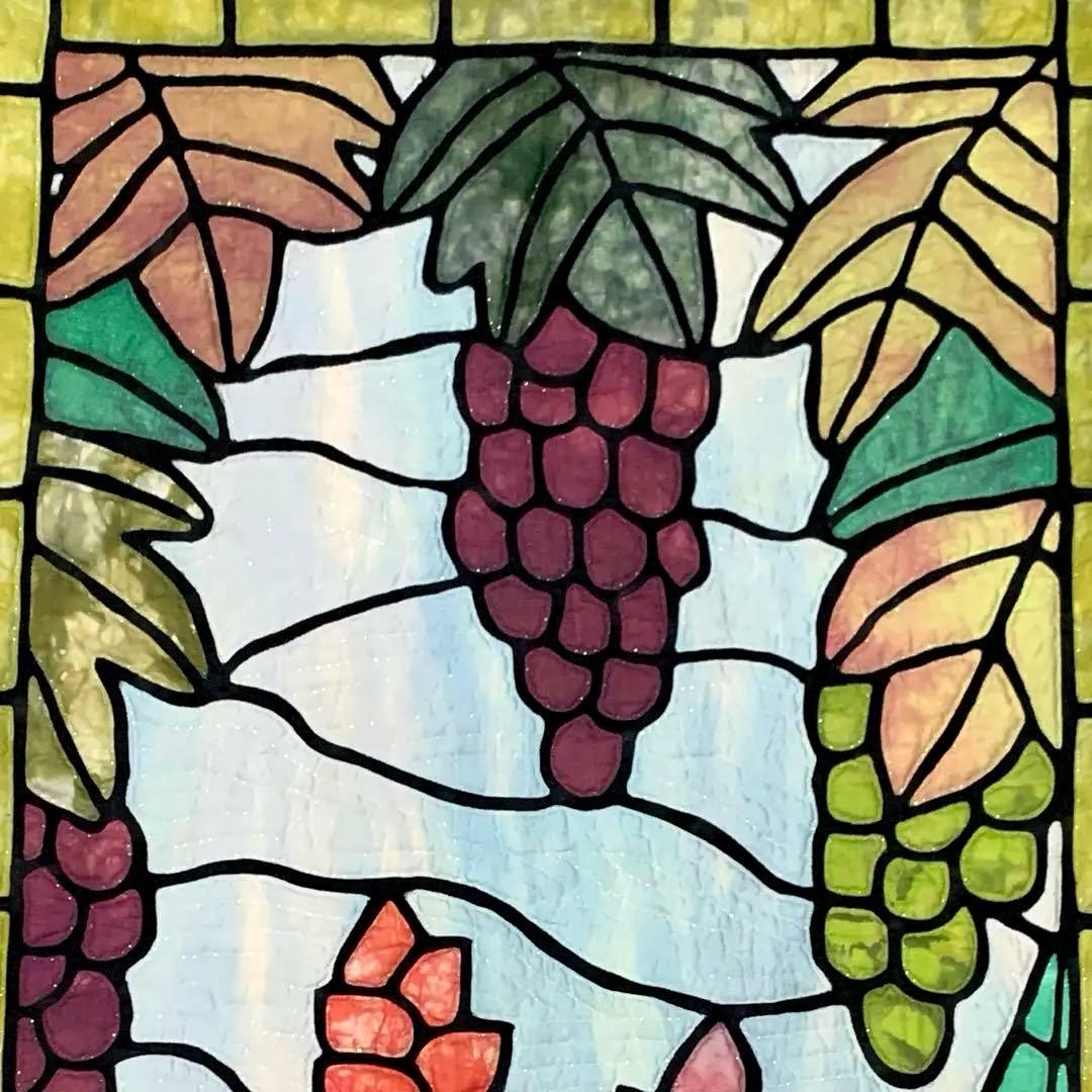 ハワイアンキルト ステンドグラスキルト 葡萄 ぶどう　大判　タペストリー
