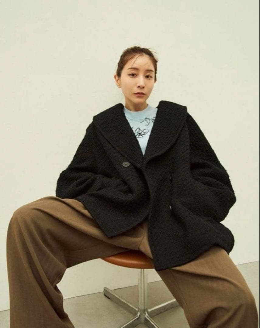 CLANE × Minami Tanakaツイードコートブラック