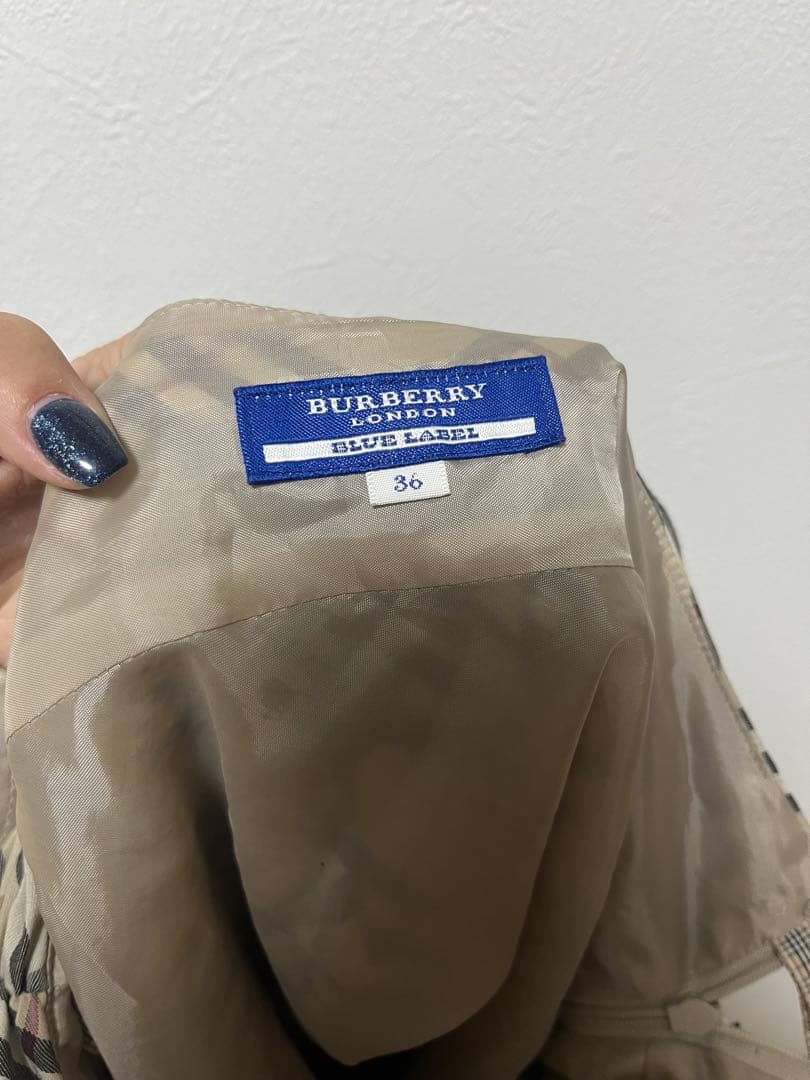 バーバリーブルーレーベル ハニーベージュ ノバチェック プリーツミニスカート