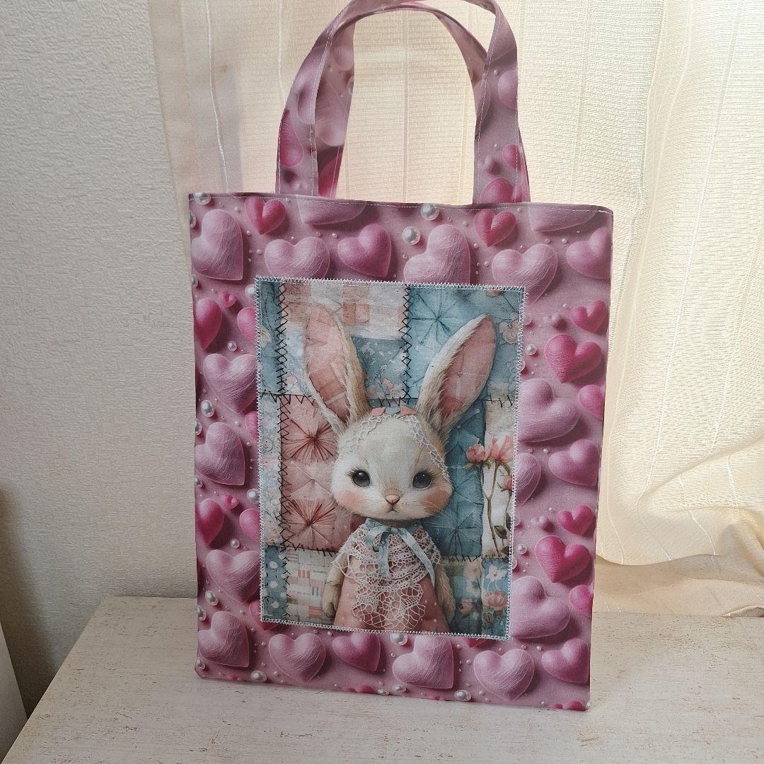 可愛いパネル生地　ハンドメイド　まちなしバッグ　ポーチ