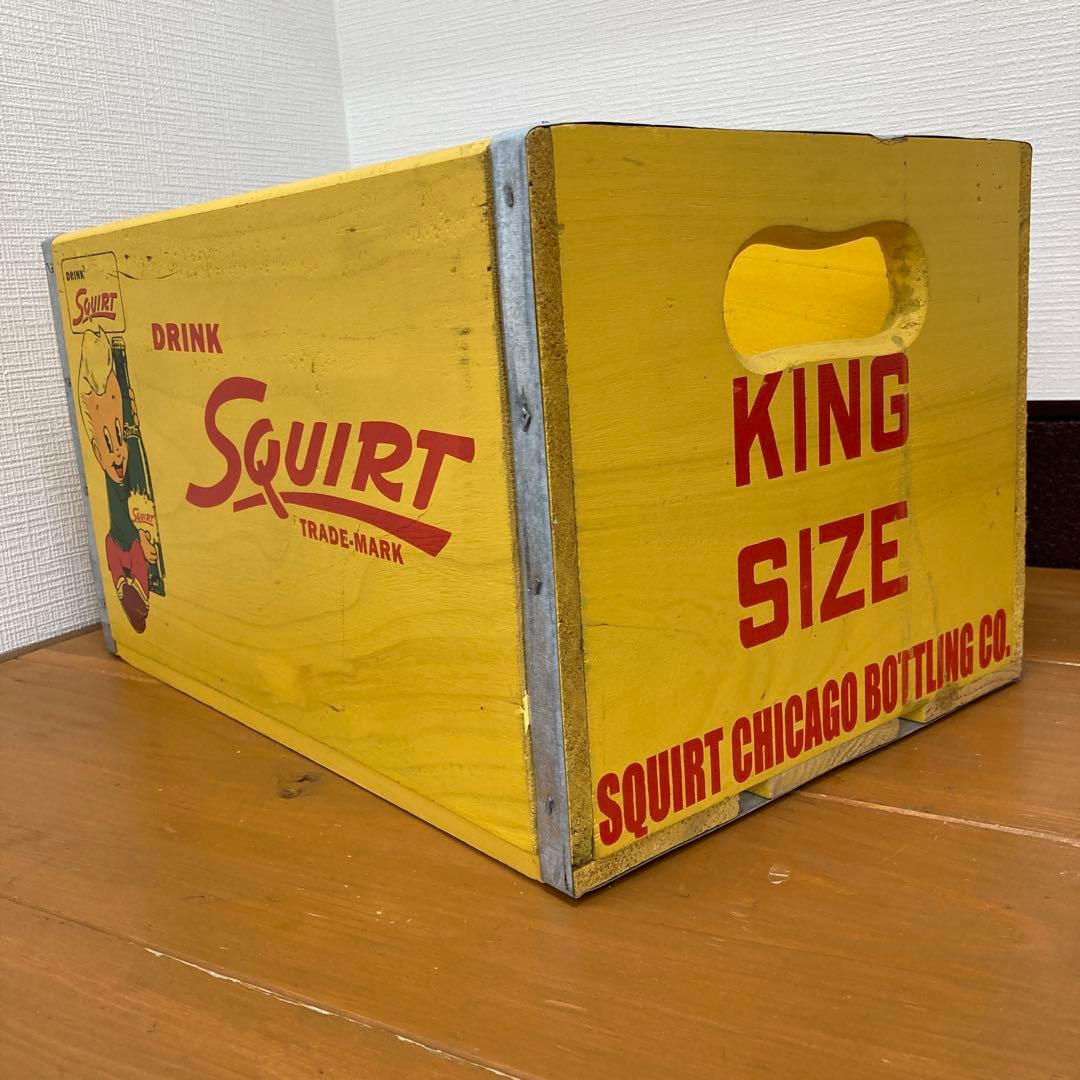 N391① ビンテージ ウッドクレート SQUIRT スクワート・ボーイ レトロ