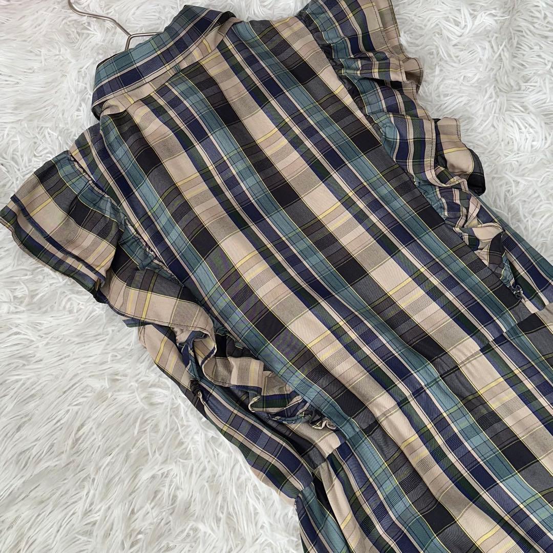 美品✨ダブルスタンダードクロージング コンパクトテンセルチェックロングワンピース