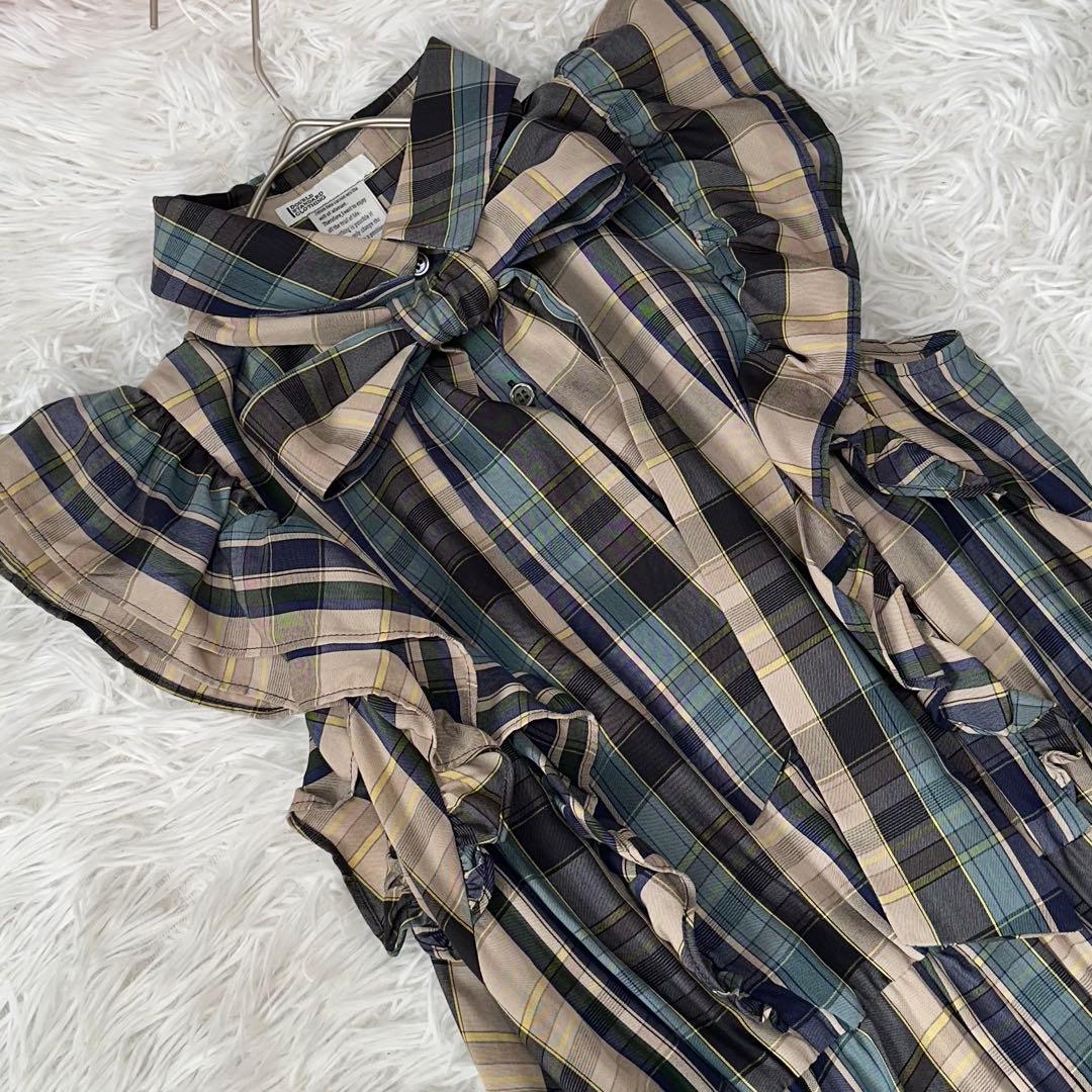 美品✨ダブルスタンダードクロージング コンパクトテンセルチェックロングワンピース