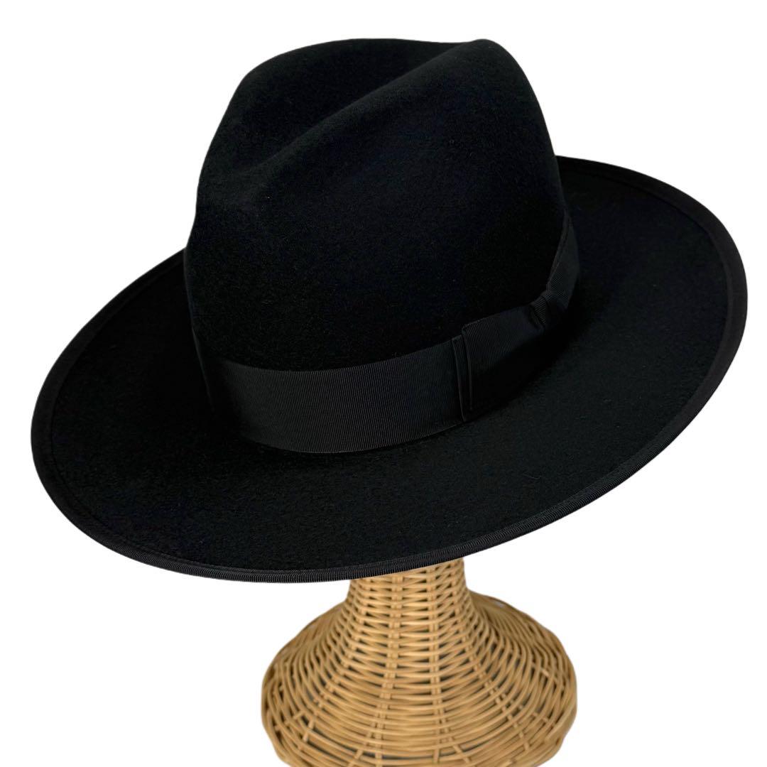 ラス1‼️STETSON SE827 フラットブリムフェルトハット　黒色